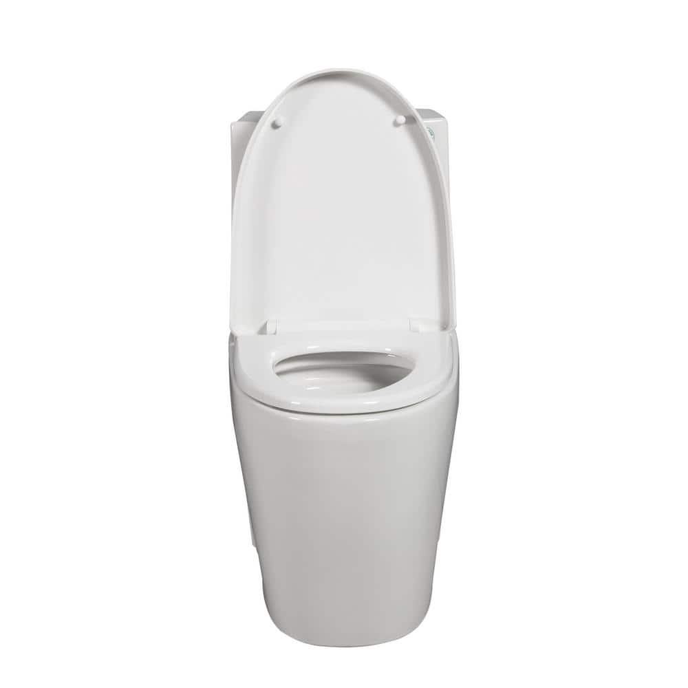 Abruzzo Toilet 1.1 GPF/1.6 GPF 1-Piece Dual Flush Elongated Toilet in Glossy White Seat Included