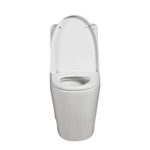 Toilet 1.1 GPF/1.6 GPF 1-Piece Dual Flush Elongated Toilet in Glossy White Seat Included