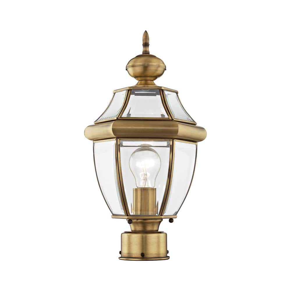 Aston 16.5 in. 1-Light Antique Brass Cast Brass Hardwired Outdoor Rust Resistant Post Light with No Bulbs Included price history on PriceWatchPro