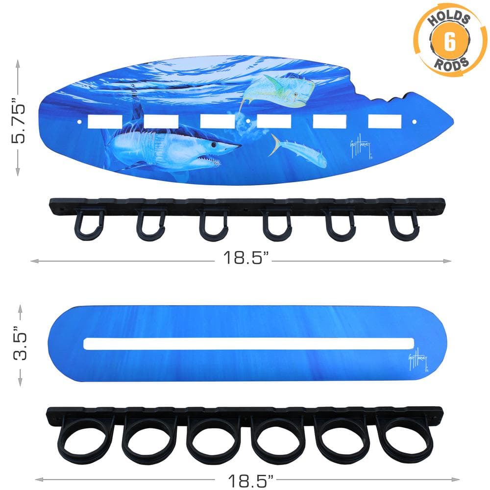 Blue Shark Bite Wall-mounted Fishing Rod Holder Rack