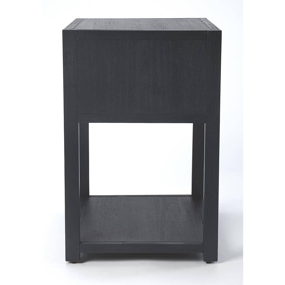 Lark Navy Blue Rectangular End Table with Gold Metallic Hardware