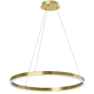 Circulo 1 Light Aged Brass Globe Integrated LED Pendant Light