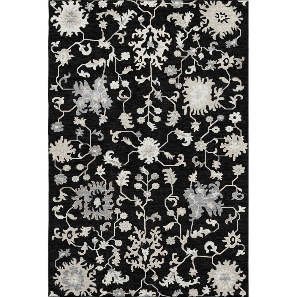 Mayfield Premium Machine Washable Abstract AMF1854 Black 3 ft. x 5 ft. Area Rug price history on PriceWatchPro