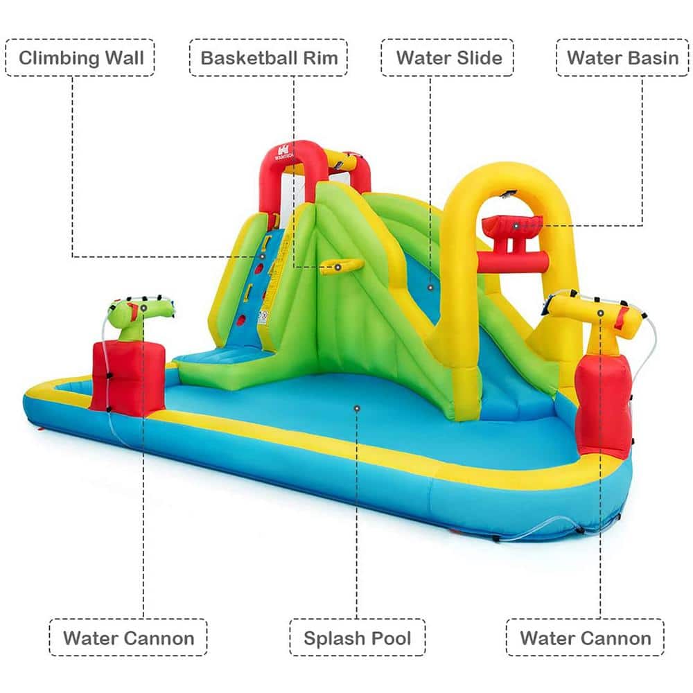 Colorful Inflatable Water Slide with Splash Pool and Blower