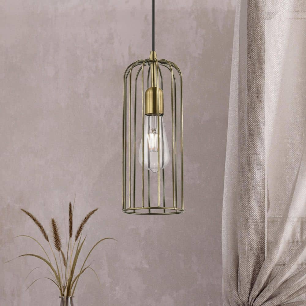 Glenbrook Antique Brass Mini Pendant Light with Glass Shade