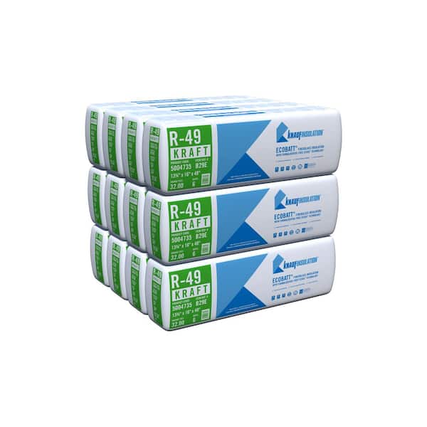 Knauf Insulation R-49 EcoBatt Kraft Faced Insulation Batt 16 in. x 48 in. x 13-3/4 in. (12-Bags)