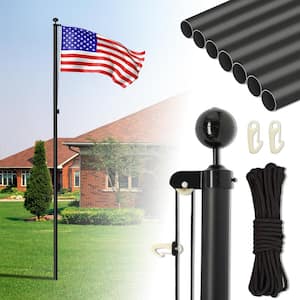 20 ft. Black Aluminum Flagpole with 5 ft. x 2.6 ft. U.S. Flag