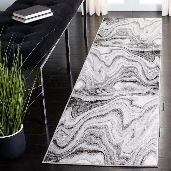 Amelia Gray/Gold 2 ft. x 8 ft. Abstract Gradient Runner Rug