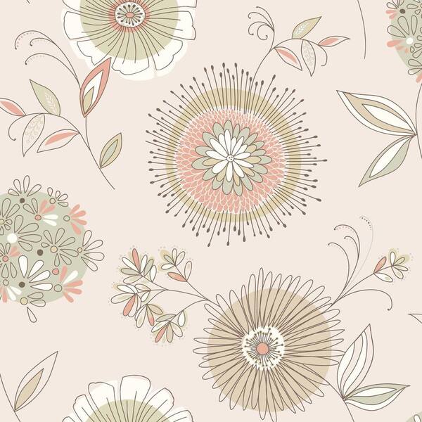 Beacon House Maisie Beige Floral Burst Strippable Roll (Covers 56 sq. ft.)