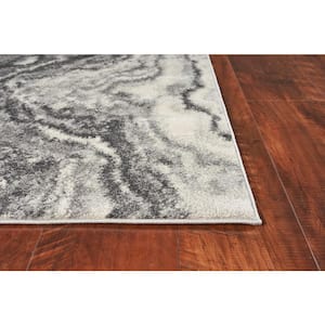 Watercolors Ivory/Grey 3 ft. x 5 ft. Marble Area Rug