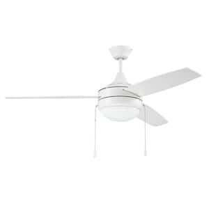 Phaze Energy Star Three 52 in. Indoor White Dual Mount 3-Speed Reversible DC Motor Finish Ceiling Fan with Light Kit