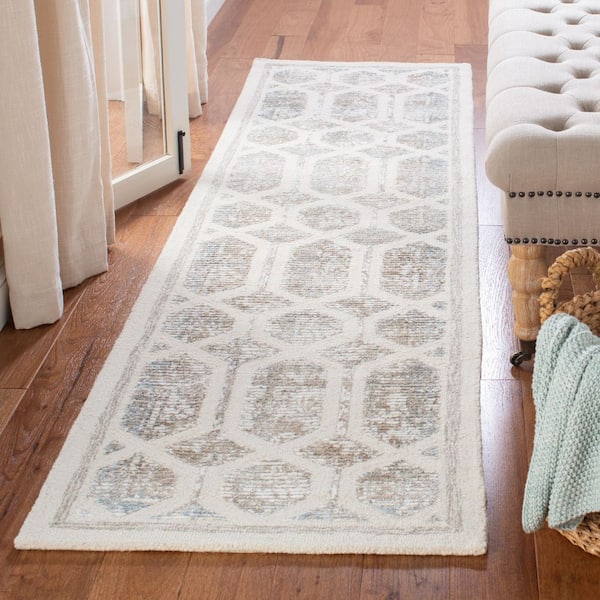 Artistry 2 ft. x 9 ft. Ivory/Beige Border Interlace Runner Rug