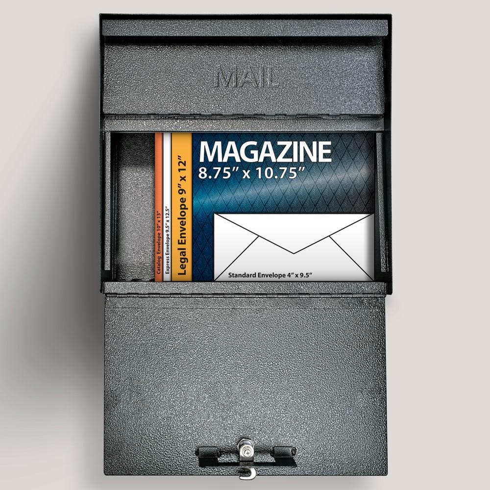 Galaxy Black Steel Lockable Wall-Mount Mailbox