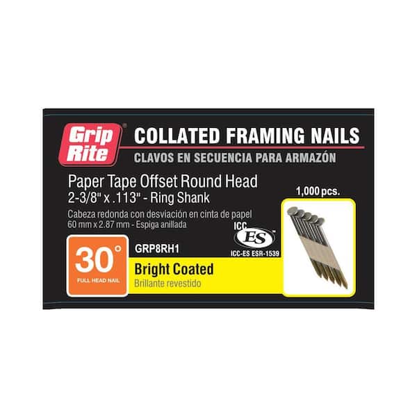 Grip-Rite 2-3/8 in. Paper Collated Round-Head Framing Nail (1,000 per Box)