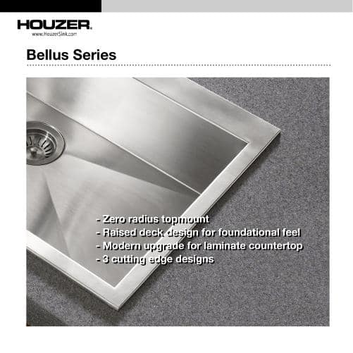 Bellus 34'' Stainless Steel Double Bowl Drop-In Kitchen Sink