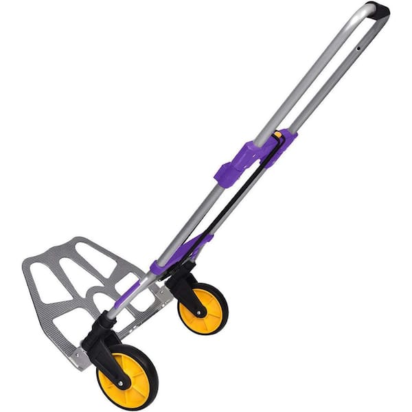 Kahomvis Aluminum Portable Folding Hand Cart in Purple with Telescoping Handle and Rubber Wheels