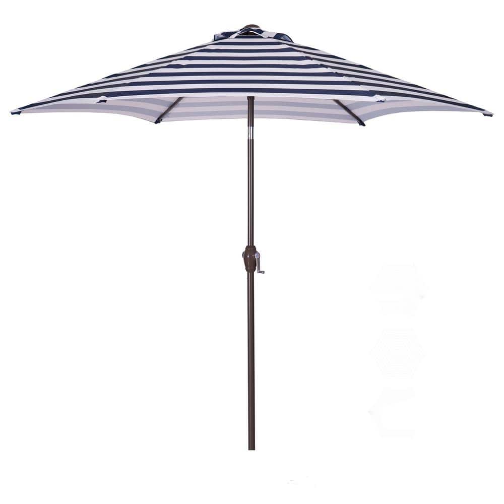 8.6 ft. Steel Market Patio Umbrella with Push Button Tilt and Crank in Blue
