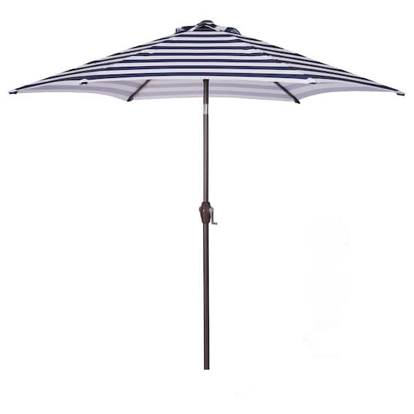 Unbranded 8.6 ft. Steel Market Patio Umbrella with Push Button Tilt and Crank in Blue