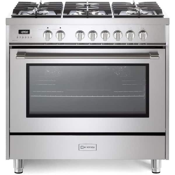 Prima Series 36 Inch Freestanding Single Oven Dual Fuel Range with 5 Sealed Burners in Stainless Steel