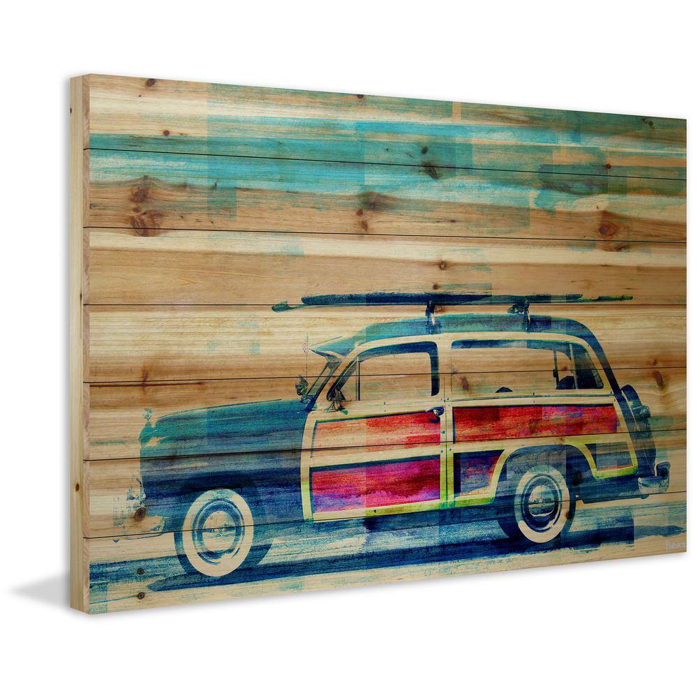 Surf Day Natural Pine Wood Landscape Wall Art