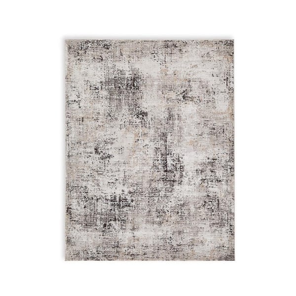 Elanor Black, Gray and Cream 5 ft. x 7 ft. Geometric Area Rug
