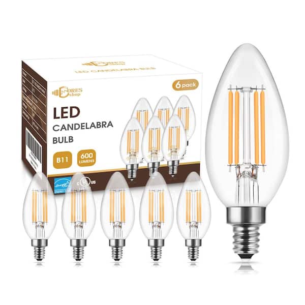 Briignite 40-Watt Equivalent B11 Dimmable Vintage Edison Incandescent Light Bulb Soft White 2700K (6-Pack)