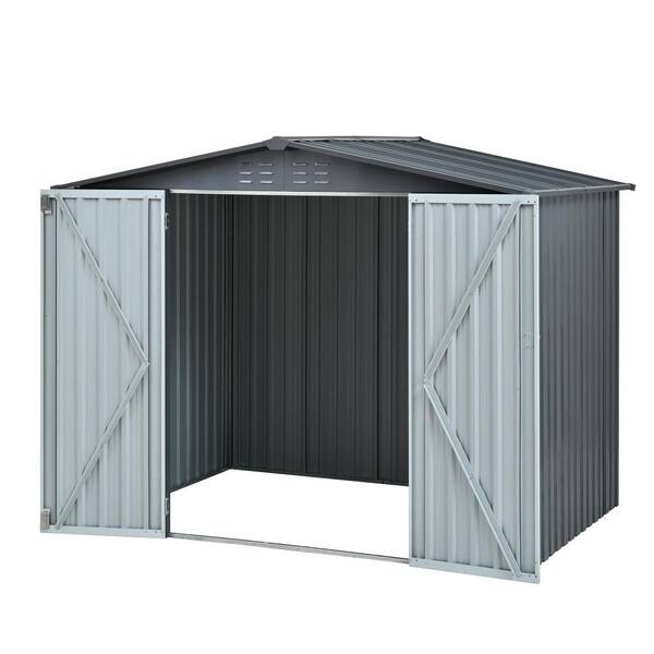 ToolCat 7x6 ft Outdoor Metal Storage Shed with Lockable Double