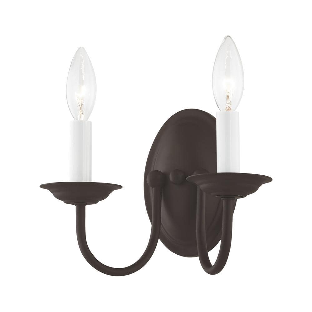 Bronze 2-Light Traditional Wall Sconce with Candelabra Base
