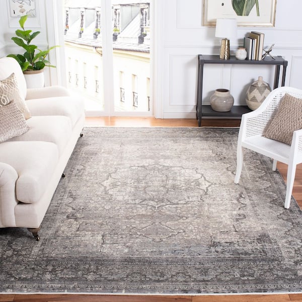 Eclipse 8 ft. x 10 ft. Ivory/Charcoal Contemporary Overdyed Oriental Area Rug