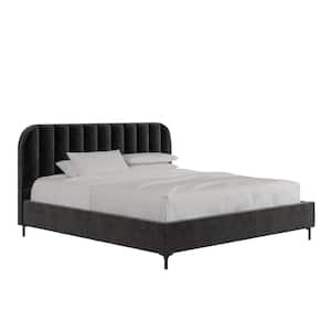 Carter Black Velvet King Upholstered Bed
