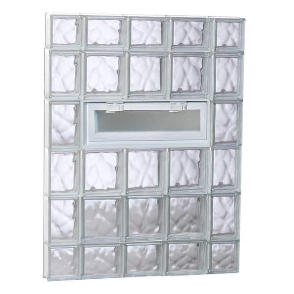 Clearly Secure 34.75 in. x 42.5 in. x 3.125 in. Frameless Vented Wave Pattern Glass Block Window