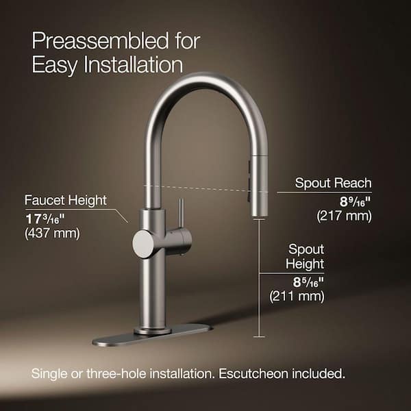 KOHLER Crue Single-Handle Touchless Pull-Down Sprayer Kitchen