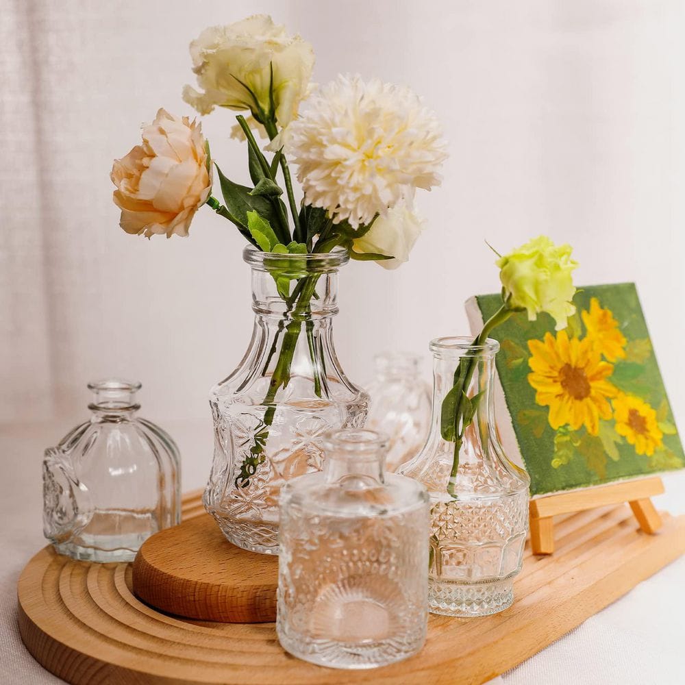 5.12 in. Glass Small Decorative Flower Vase, Small Flower Vase for Centerpi