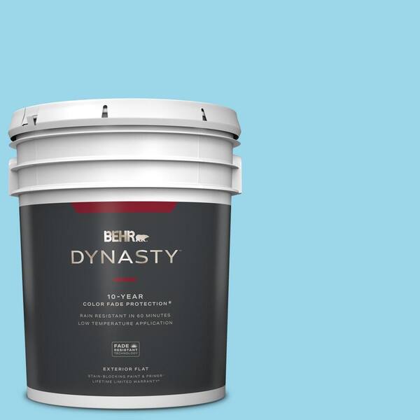 BEHR DYNASTY 5 gal. #P490-2 Blue Sarong Flat Exterior Stain-Blocking Paint & Primer