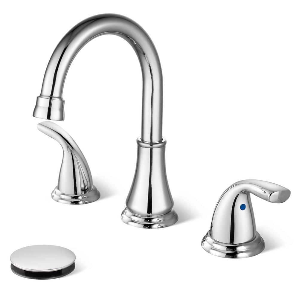 Stainless Steel Widespread Bathroom Sink Faucet, 3 Hole 8 in. Modern Bathroom Faucet, Polish Chrome price history on PriceWatchPro
