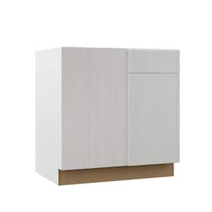 Designer Series Edgeley Assembled 33x34.5x23 in. Blind Left Corner Base Kitchen Cabinet in Glacier