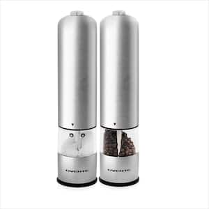 Stainless Steel with Ceramic Blades Electric Salt and Pepper Grinder Set, 6 AAA Battery Operated