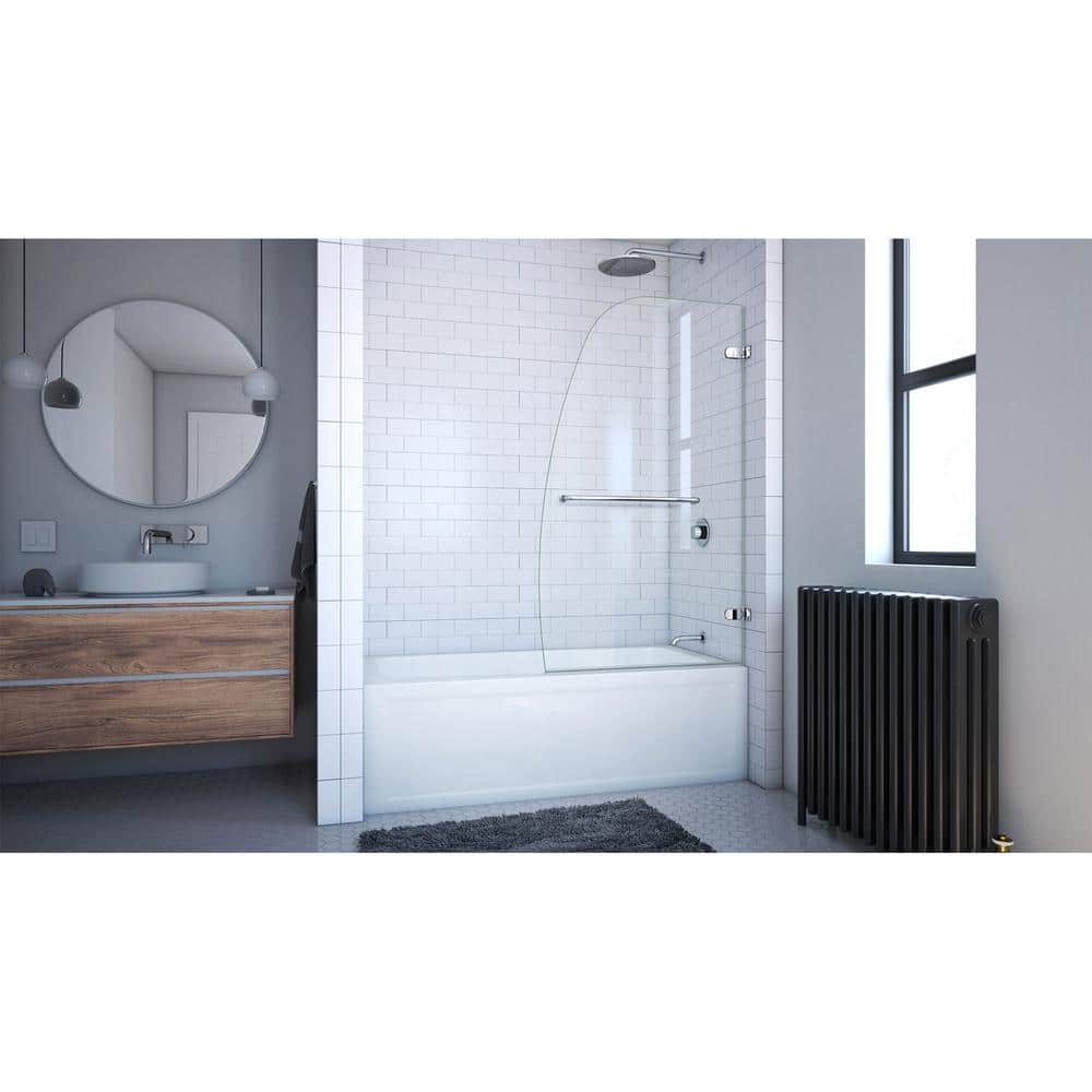 DreamLine 34'' x 58'' Frameless Chrome Hinged Tub Door