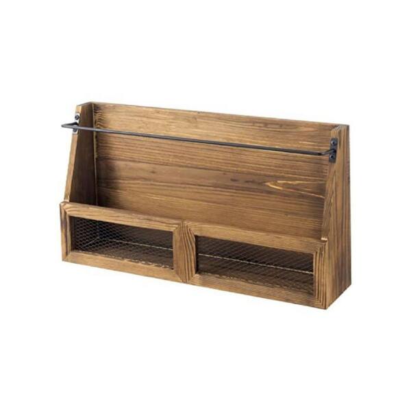 Burnt Wood and Black Metal 18. 3 in. x 9. 8 in. Solid Wood Wall