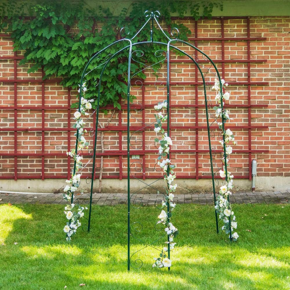 Hunter Green Metal Scroll Design Garden Trellis Arbor