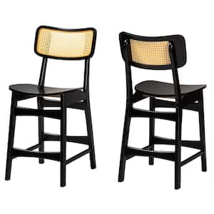 Tafari 24 in. Dark Brown Wood Counter Stool (Set of 2)