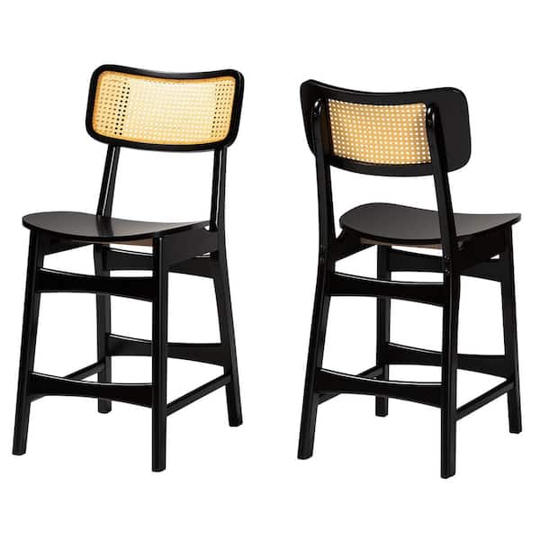 Baxton Studio Tafari 24 in. Dark Brown Wood Counter Stool (Set of 2)