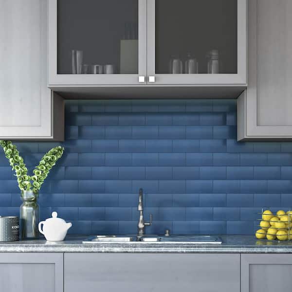 Glazed Ceramic Denim Blue Subway Tile, Blue Subway Tile For Kitchen Backsplash