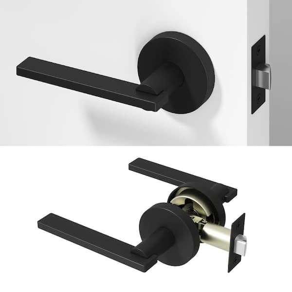Okun Valli Metal Matte Black Passage Hall/Closet Flat Door Handle