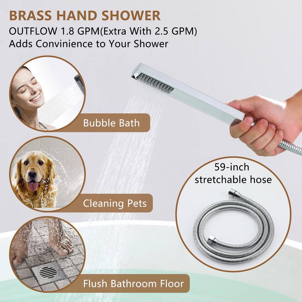Chrome Plated Freestanding Bathtub Faucet with Hand Shower