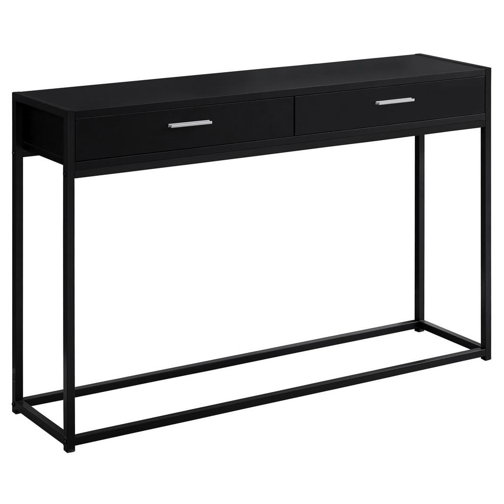 48 in. Black Standard Rectangle Composite Console Table with Drawers