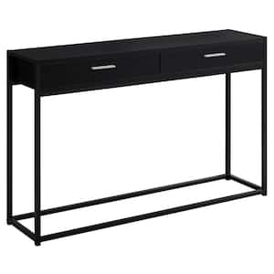 48 in. Black Standard Rectangle Composite Console Table with Drawers