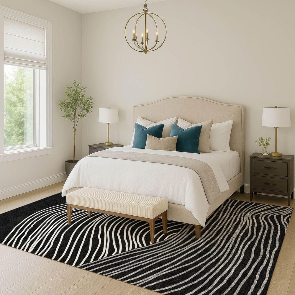 Chantille Machine Washable Indoor/Outdoor Abstract ACN2350 Black 8 ft. x 10 ft. Area Rug price history on PriceWatchPro