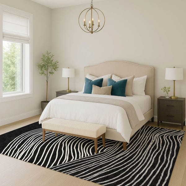 Chantille Machine Washable Indoor/Outdoor Abstract ACN2350 Black 8 ft. x 10 ft. Area Rug