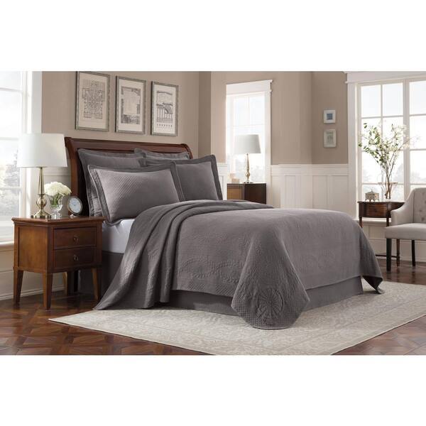 Royal Heritage Home Williamsburg Abby Grey Solid Twin Coverlet